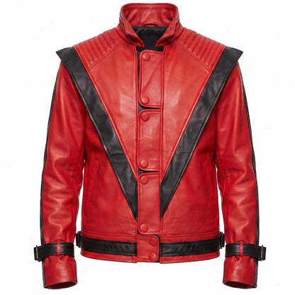 Michael Jackson Thriller red and black leather jacket front view