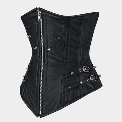 Women's genuine Nappa leather corset with rear ribbon lacing