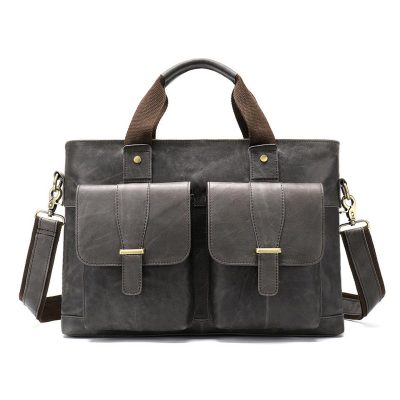 Oscar Grey Leather Satchel – Sophisticated Utility in a Modern Shade