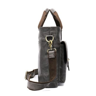 Oscar Grey Leather Satchel – Sophisticated Utility in a Modern Shade