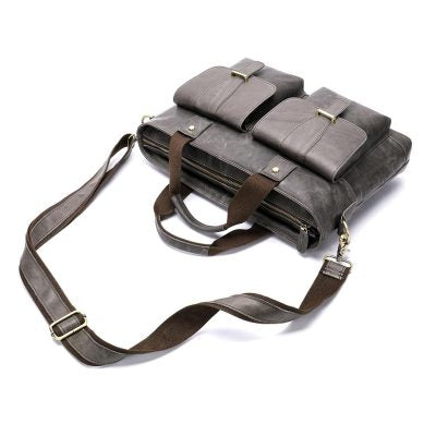 Oscar Grey Leather Satchel – Sophisticated Utility in a Modern Shade