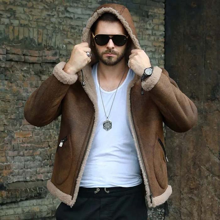 Genuine lambskin leather jacket with a semi-aniline finish