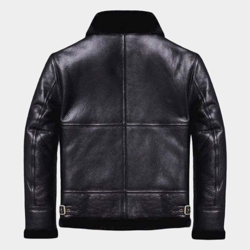 Men's Sheepskin Winter Black Fur Coat Jacket - Shearling Wool