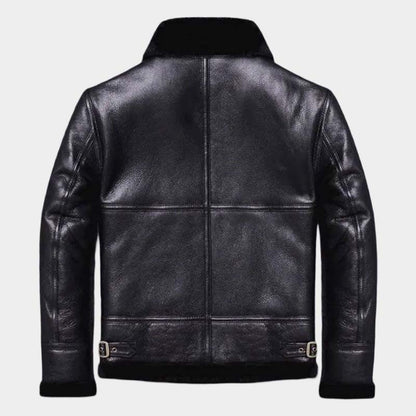 Men's Sheepskin Winter Black Fur Coat Jacket - Shearling Wool
