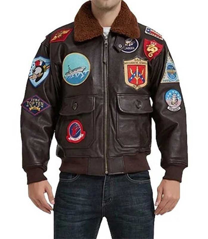 Tom Cruise Top Gun Leather Jacket for Men displayed in a classic