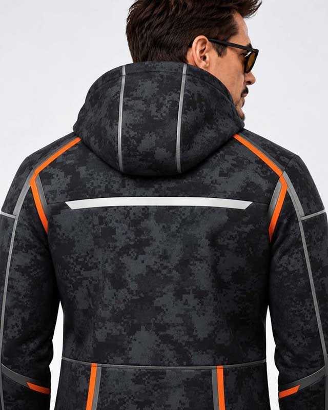 Avengers Infinity War Tony Stark Hooded Jacket attached hood with orange inner lining