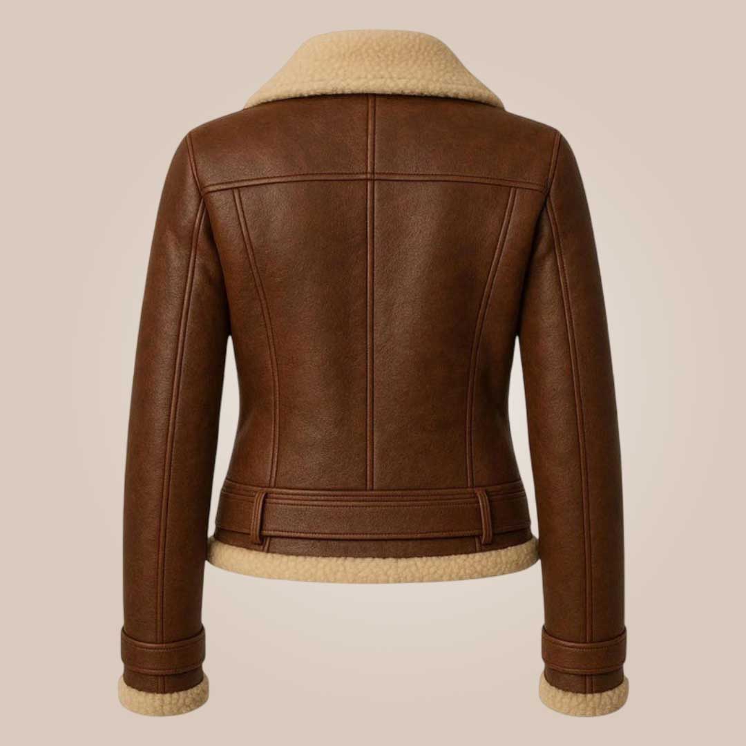 Vintage brown women shearling aviator jacket