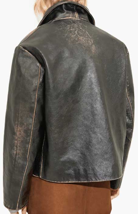Women's black distressed leather jacket