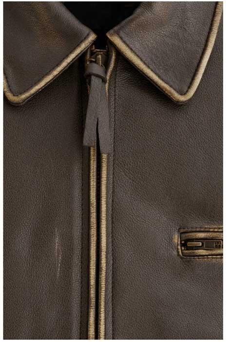 Women's dark brown vintage leather outerwear