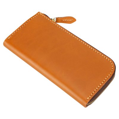 Fossil Logan Burnt Orange Leather Wallet – RFID Zip-Around Clutch