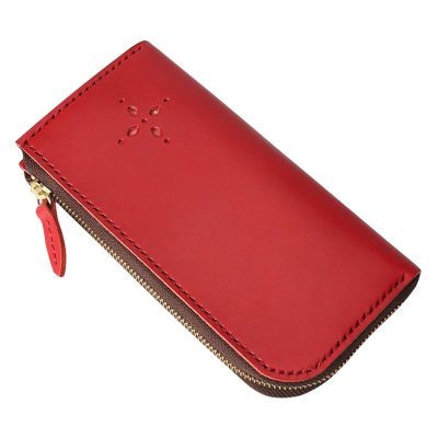 Crimson Charm Red Leather Wallet – Elegant RFID-Blocking Organizer