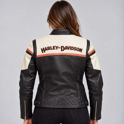 Women's leather riding jacket with a triple vent system