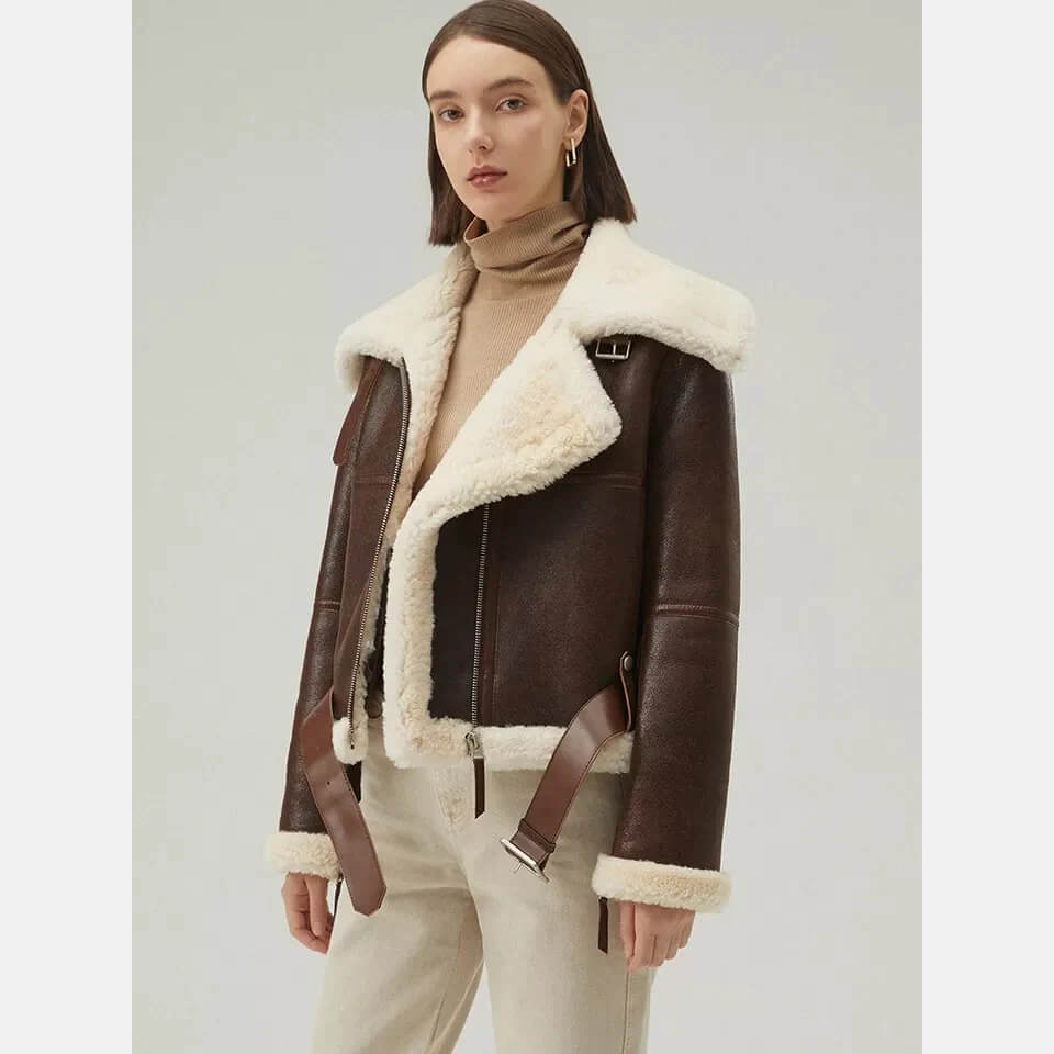 womens winter coat with shearling collar