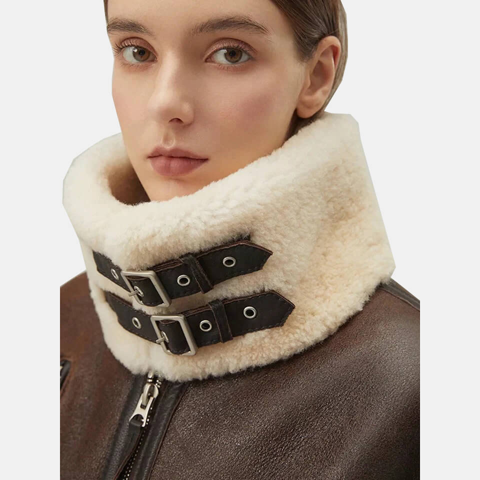 womens winter jacket with shearling collar