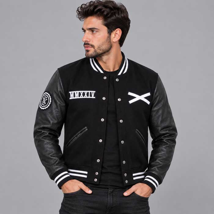 The Weeknd XO black and white varsity jacket
